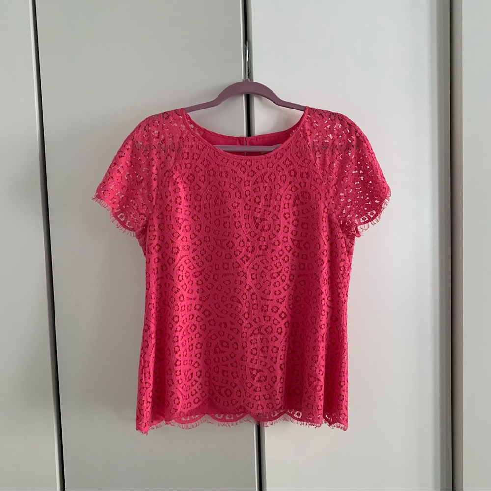 J. Crew pink raindrop lace tunic